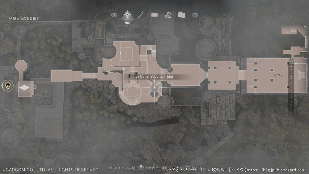 四角いくぼみのある腕輪マップ