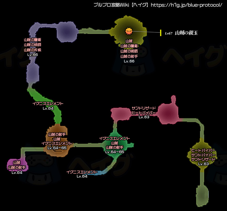 亡国の工廠・モンスター分布図のマップ画像