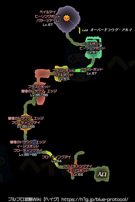 呪われし煌墓・モンスター分布図のマップ画像