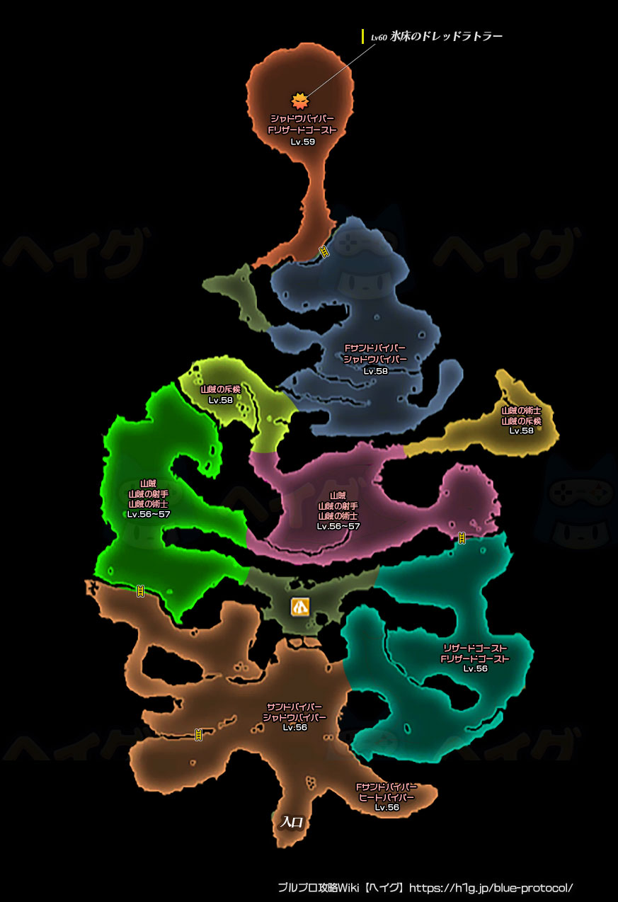 海月灯の砂経・モンスター分布図のマップ画像