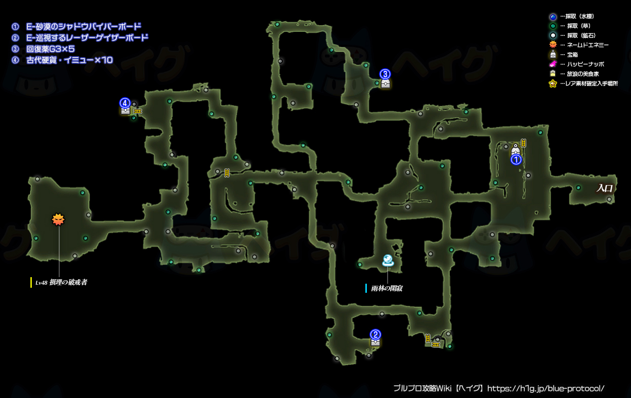 雨止まぬ森・自由探索のマップ画像