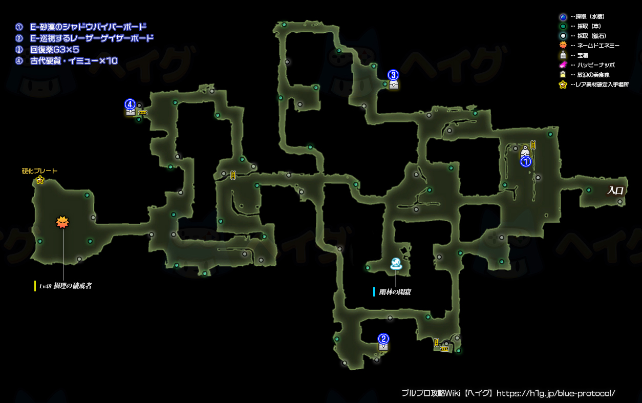 雨止まぬ森・自由探索のマップ画像